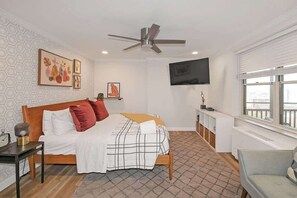King-size bed with the TV