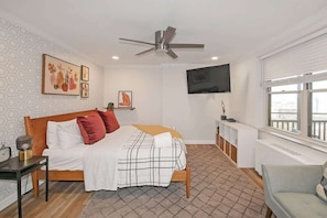 King-size bed with the TV