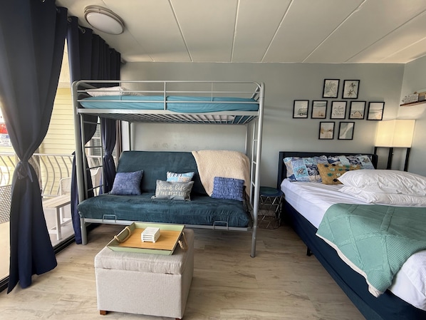 Futon folds to a couch or full bed