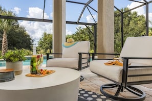 Back patio seating with great views and a relaxing vibe