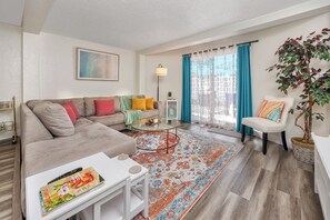 Spacious living area with comfortable sectional 