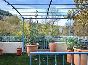 Outside terrace, view of Fontaine de Vaucluse castle