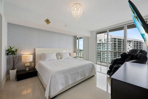 Sleep like royalty in a king-sized bed with plush hotel-quality sheets and cozy duvets.