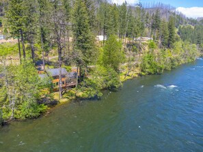 one can practically fish from the deck; 750' river frontage; easy water access