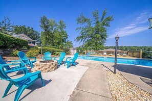 Fire pit near pool