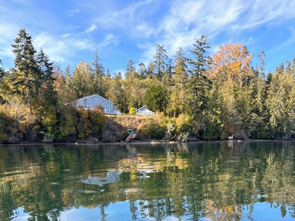 This magical main house + cabin on Sequim Bay has private waterfront & tidelan