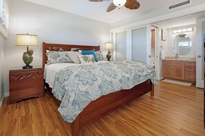 Large bedroom with king bed.