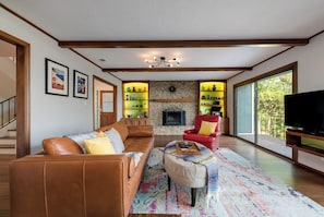 Sit back and enjoy the lake views while listening to a record