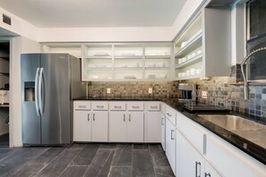 Stainless steel appliances. Both a Keurig and drip coffee pot are provided