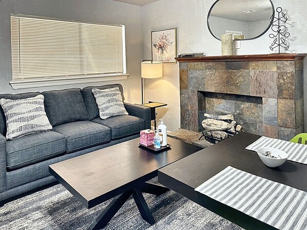 A modern sanctuary where the living room invites peaceful moments. focal point