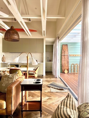 The apartment is filled with plenty of natural light