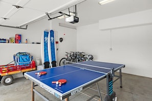 We provide everything you need to enjoy San Clemente at no extra charge: Bikes and helmets, Boogie Boards, Beach Chairs, Beach Towels, Umbrella, a wagon, a cooler, beach paddleball, and a yoga mat. And Ping Pong to bring the whole family together