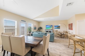 Multiple dining areas make it easy to feed the whole crew