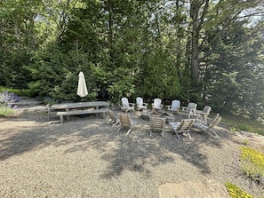 Outdoor area. Enjoy the fire-pit and dining option