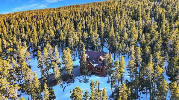 Drone view of property
House is on 2 acres of land!