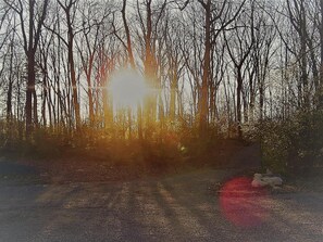 View of sunset from the deck of the Wood Shed!