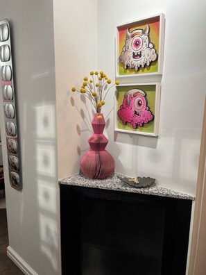 Entry with corner storage cabinet