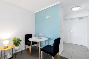 Whether it’s a tea break, a bite to eat, or a quick catch-up on work, the bedroom’s dining nook offers a peaceful, versatile corner to pause.