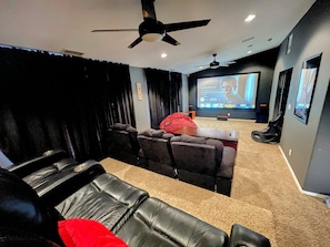 Movie Theater with 10 ft screen & awesome surround sound!