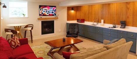 Main Living Room with Gas Fireplace and Smart TV