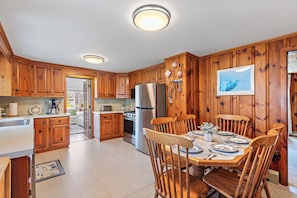 Fully equipped kitchen with stainless steel appliances