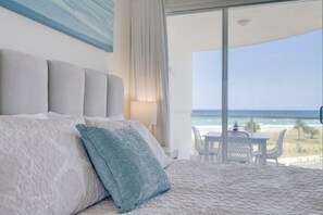 Main Bedroom with Beach Views accessed via Balcony