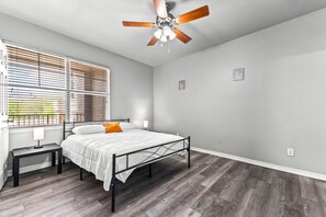 You’ll feel enveloped in warmth in this charming room with its rich wood accents and inviting bed. Wake up refreshed, surrounded by rustic coziness, and enjoy the perfect mix of comfort and natural vibes