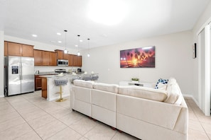 Spacious living room with open layout
