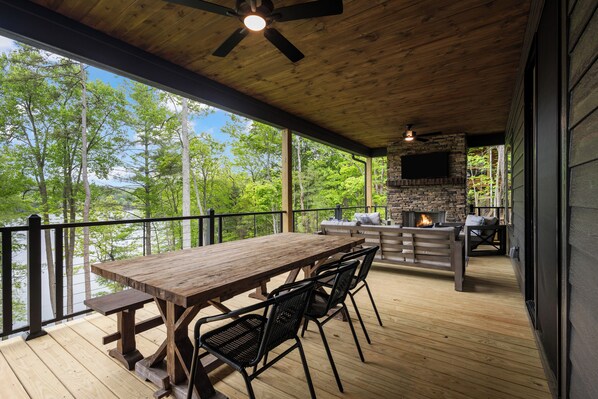 Back covered porch to enjoy the view