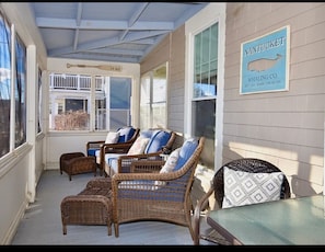 Screened porch facing out.