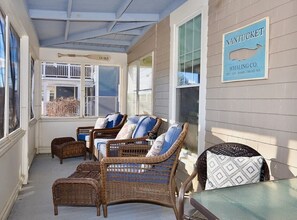 Screened porch facing out.  