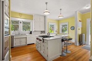 Open kitchen with granite countertops