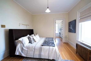 King bed in Mission heritage home