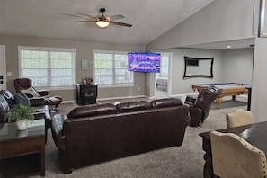 Living Room-Game Room. Leather Furniture.