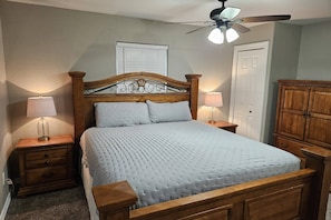 Second Bedroom with King Bed, and Ceiling Fan.