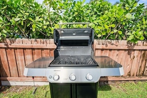We have a brand new grill ready to go in the backyard!