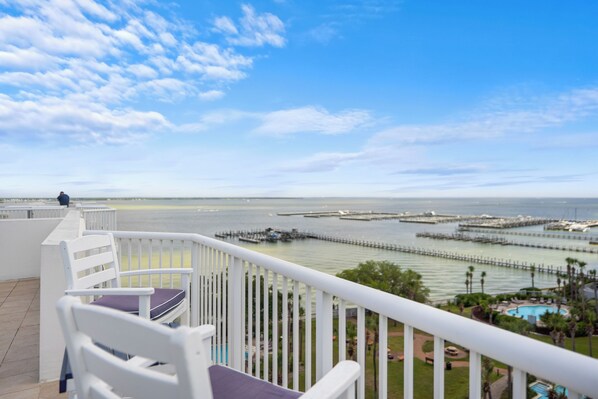Head up the spiral staircase and enjoy views from the rooftop