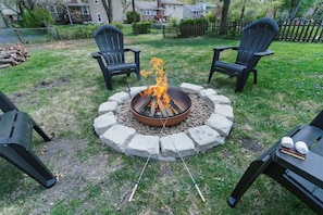 Gather ‘round the firepit for cozy nights under the stars making memories.