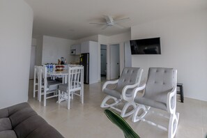 A stylish haven for today’s traveler! Relax on the spacious shared terrace and take in the stunning views of El Laguito. It’s the perfect spot to unwind and soak up the scenery