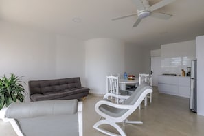 A stylish haven for today’s traveler! Relax on the spacious shared terrace and take in the stunning views of El Laguito. It’s the perfect spot to unwind and soak up the scenery