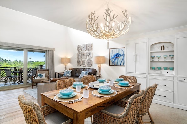 Indoor Dining Featuring Coral Chandalier