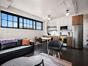 Living, dining and kitchen