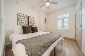 You’ll feel enveloped in warmth in this charming room with its rich wood accents and inviting bed. Wake up refreshed, surrounded by rustic coziness, and enjoy the perfect mix of comfort and natural vibes