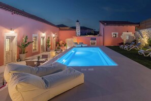 Nighttime by the pool
