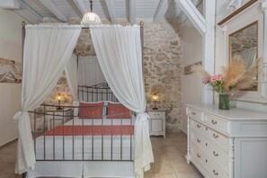 Comfy double bed and carefully curated furniture