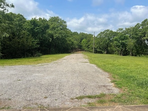 View from the cabin, looking at the driveway. You can see how secluded it is