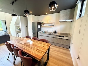 We also recommend cooking your own meals in the dining area or ordering take-out.