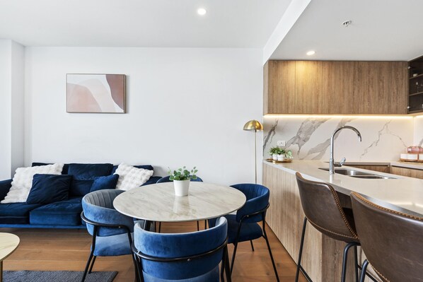 Share sumptuous meals with the family in this sophisticated dining area