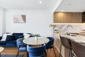 Share sumptuous meals with the family in this sophisticated dining area