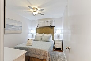 Perfect lightning in bedroom.  All bedroom furnishings are new for 2024.